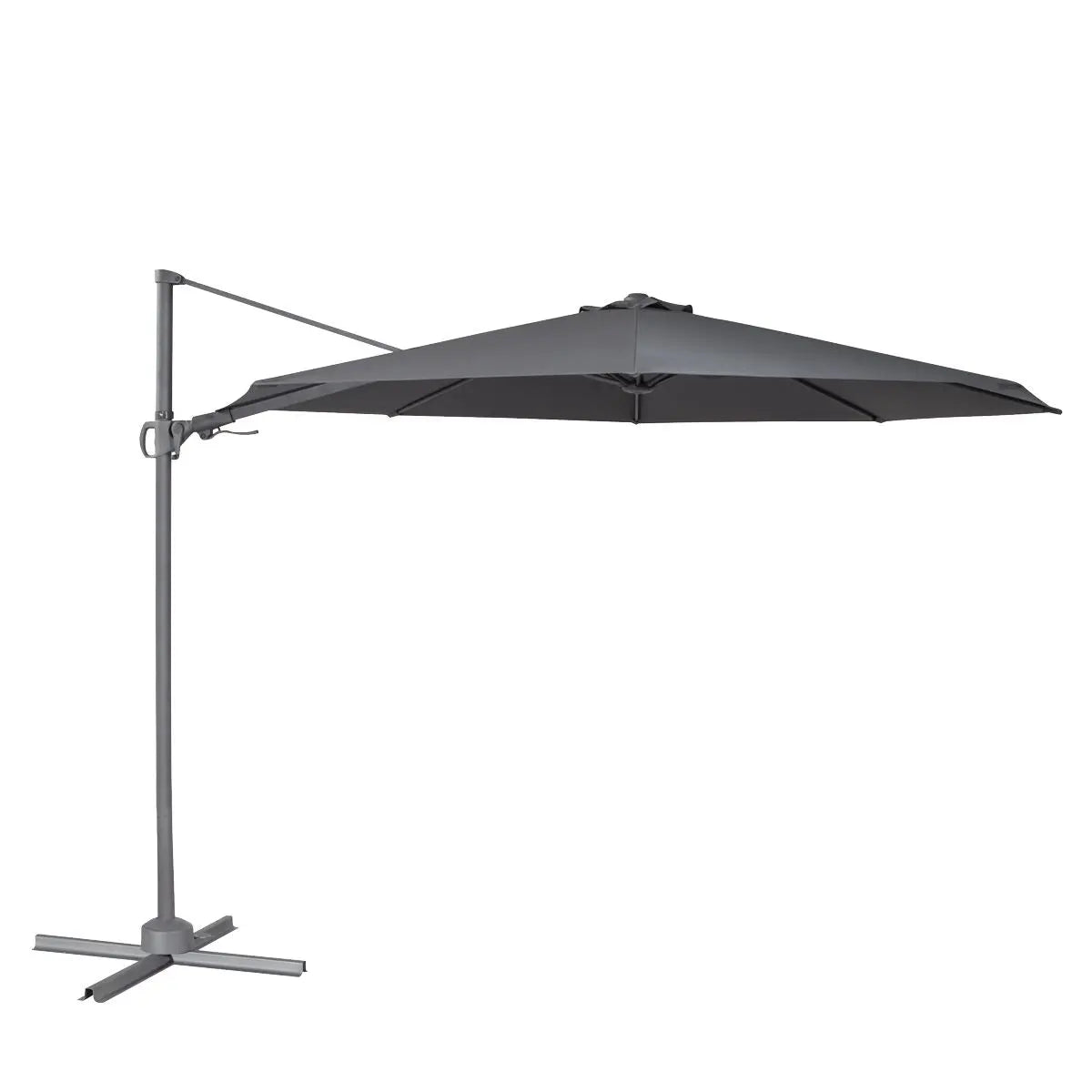 Dellonda Ø3m Garden/Patio Cantilever Parasol/Umbrella with Crank Handle, Tilt, 360° Rotation and Cover, Grey  White Rose Tools