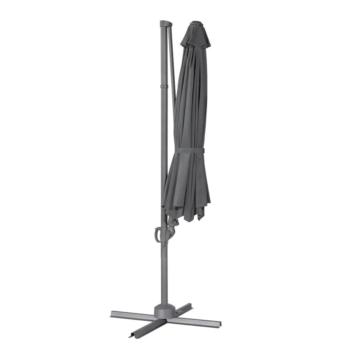 Dellonda Ø3m Garden/Patio Cantilever Parasol/Umbrella with Crank Handle, Tilt, 360° Rotation and Cover, Grey  White Rose Tools