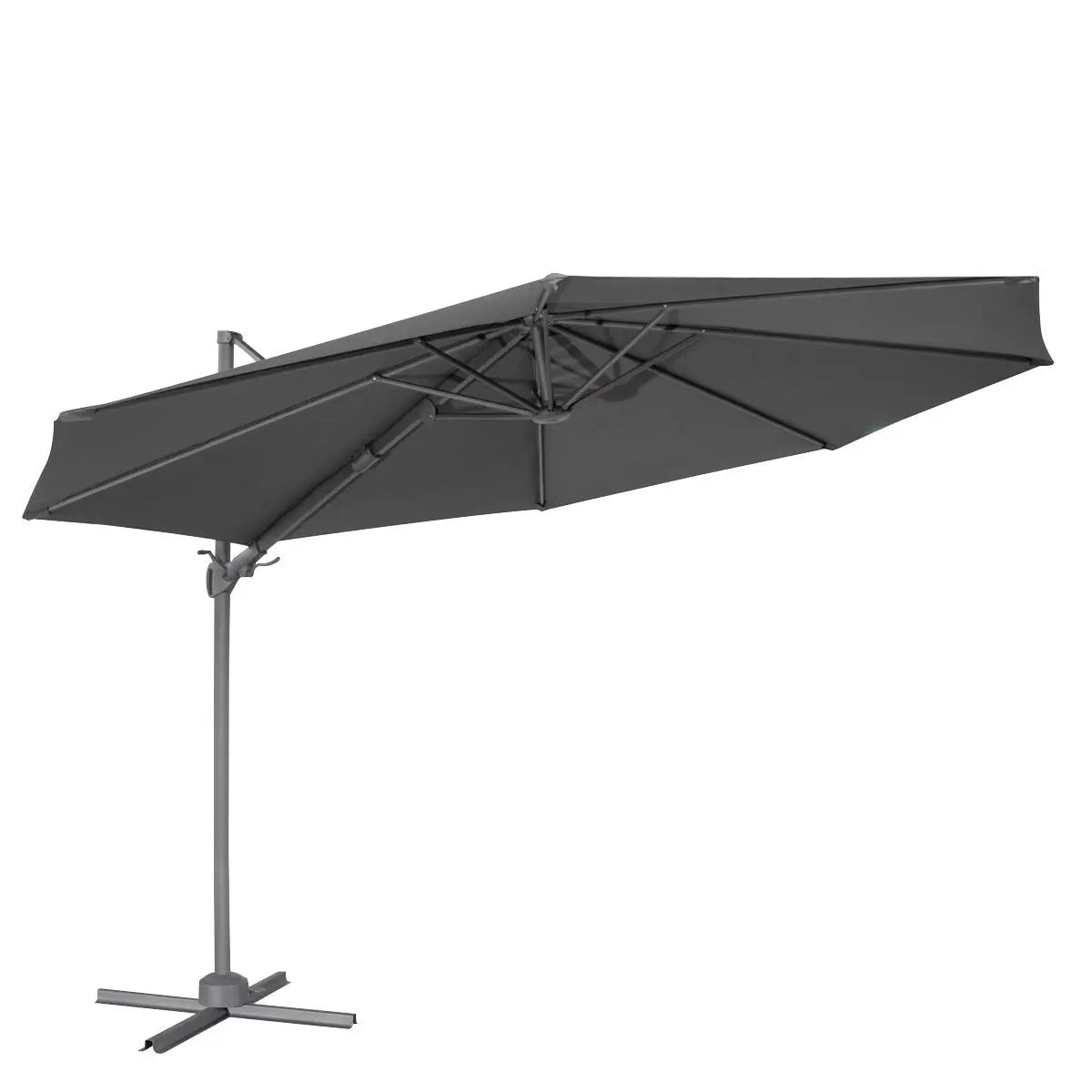 Dellonda Ø3m Garden/Patio Cantilever Parasol/Umbrella with Crank Handle, Tilt, 360° Rotation and Cover, Grey  White Rose Tools