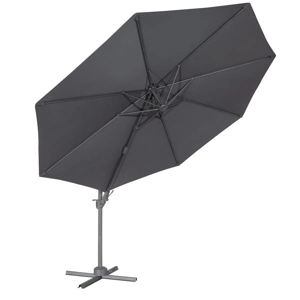 Dellonda Ø3m Garden/Patio Cantilever Parasol/Umbrella with Crank Handle, Tilt, 360° Rotation and Cover, Grey  White Rose Tools