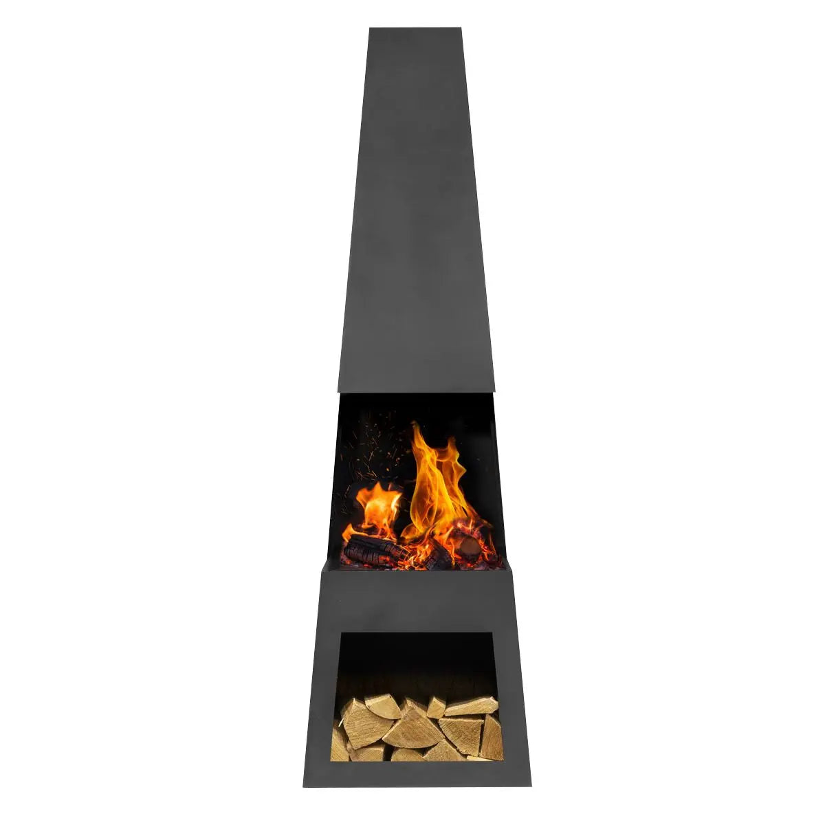 Dellonda Outdoor Chiminea Fireplace Fire Pit Heater Firewood Storage Black Steel  White Rose Tools