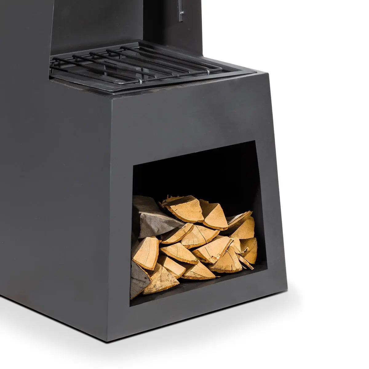 Dellonda Outdoor Chiminea Fireplace Fire Pit Heater Firewood Storage Black Steel  White Rose Tools