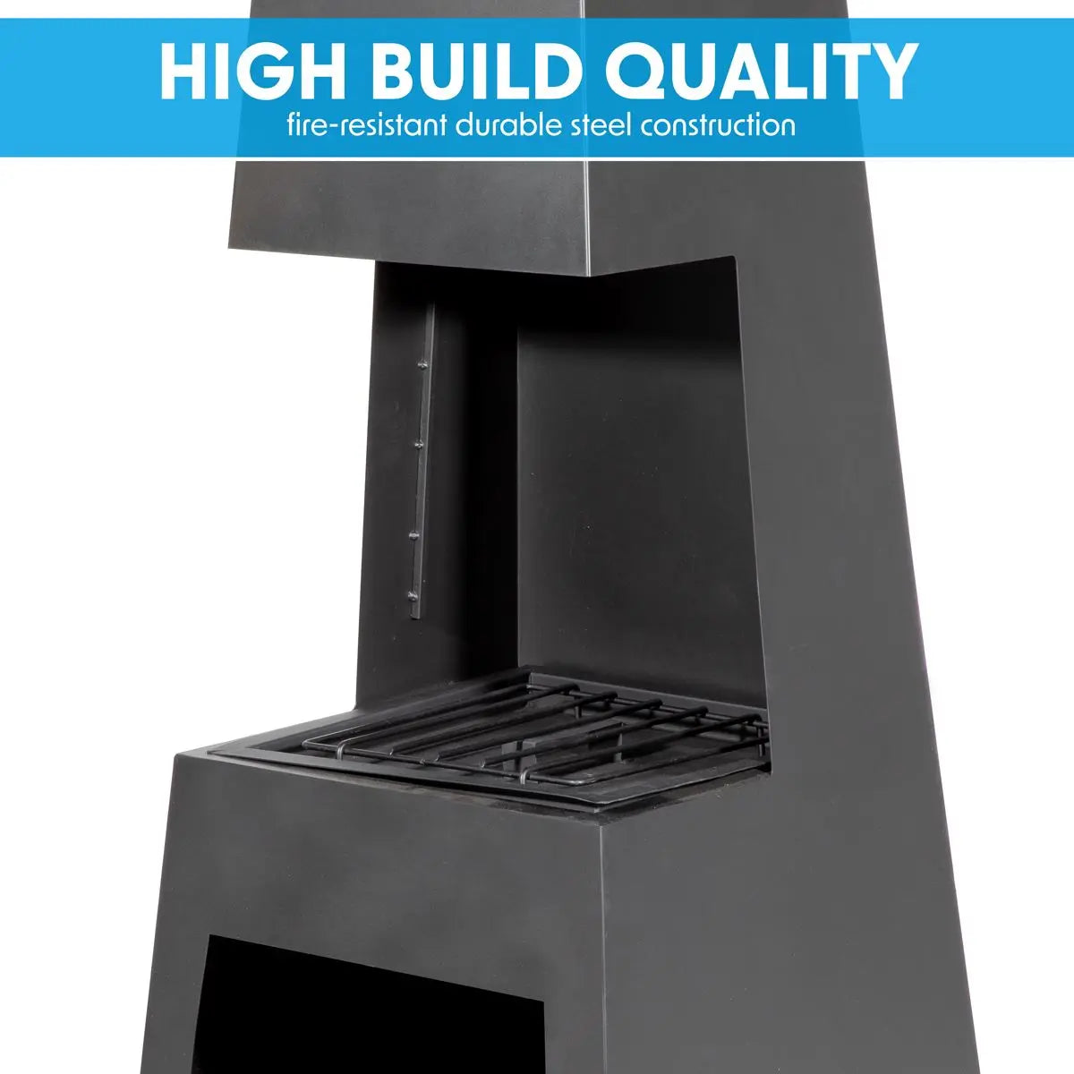 Dellonda Outdoor Chiminea Fireplace Fire Pit Heater Firewood Storage Black Steel  White Rose Tools