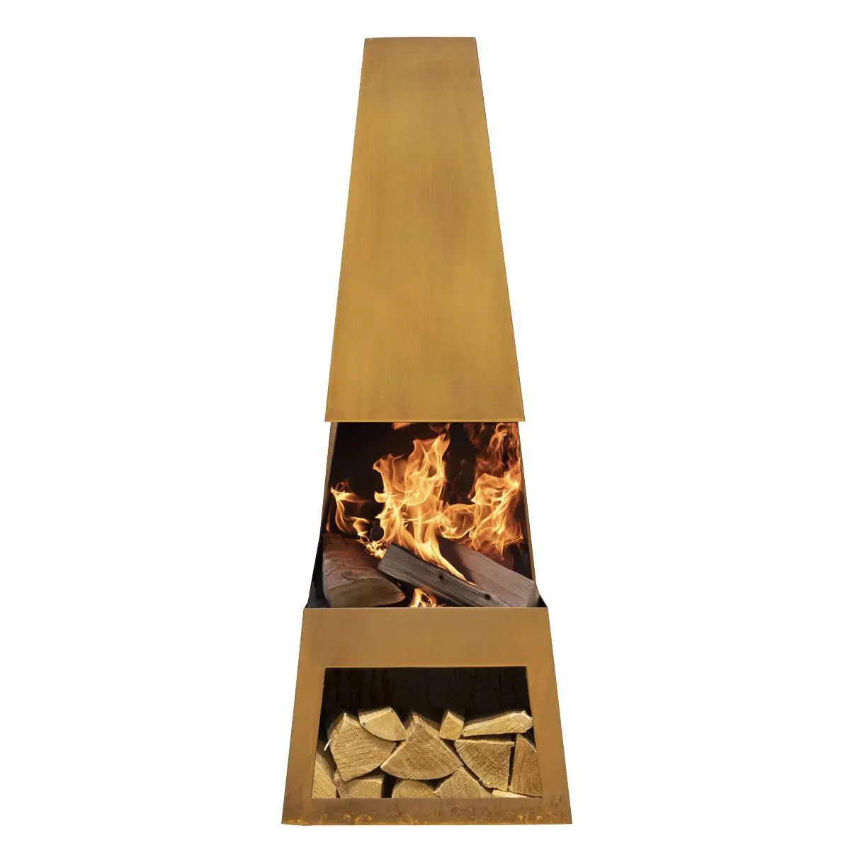 Dellonda Outdoor Chiminea Fireplace Heater Firewood Storage - Corten Steel  White Rose Tools