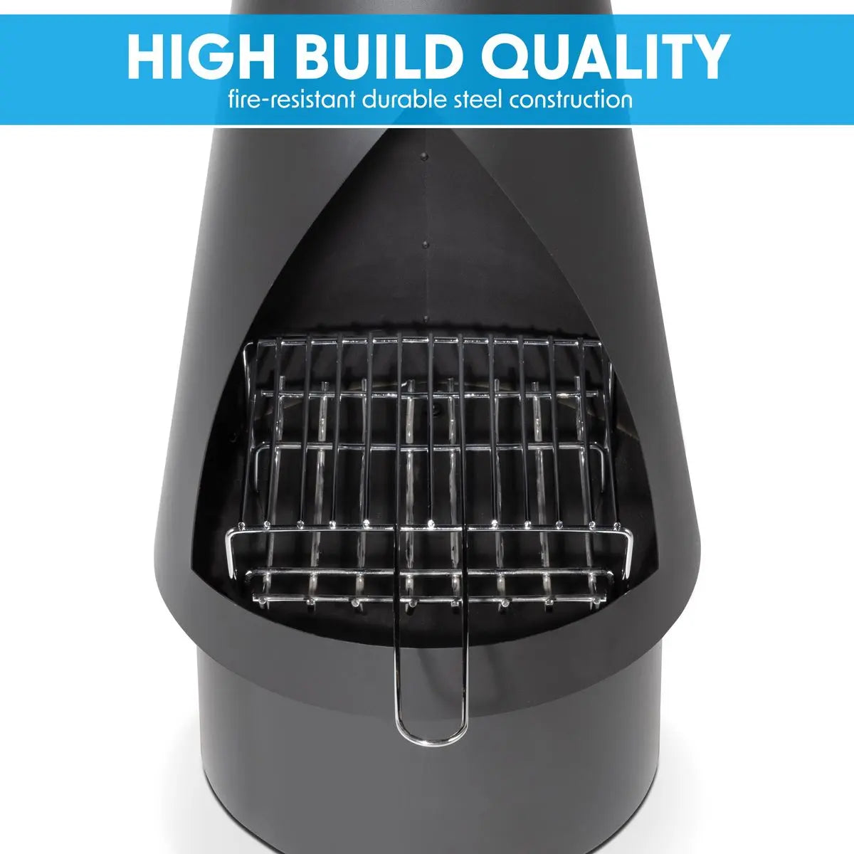 Dellonda Outdoor Chiminea, Fireplace, Fire Pit, Heater, Durable, Black Steel  White Rose Tools