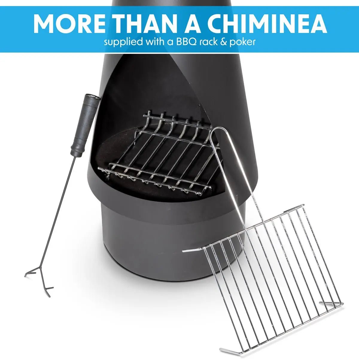 Dellonda Outdoor Chiminea, Fireplace, Fire Pit, Heater, Durable, Black Steel  White Rose Tools