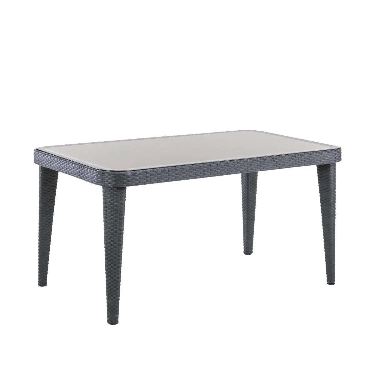 Dellonda Outdoor Dining Table Weather Resistant Body Glass Table 90x150cm  White Rose Tools
