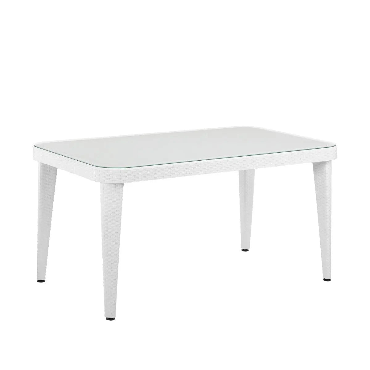 Dellonda Outdoor Dining Table Weather Resistant Body Glass Table 90x150cm  White Rose Tools