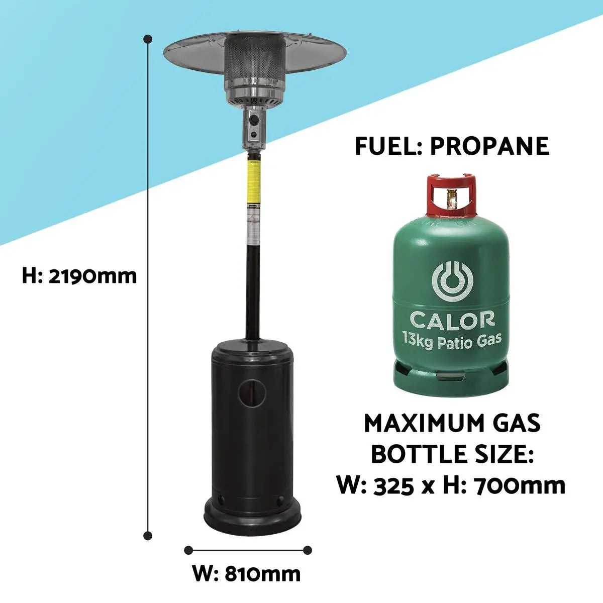 Dellonda Outdoor Garden Gas Patio Heater 13kW Commercial & Domestic Use, Black  White Rose Tools