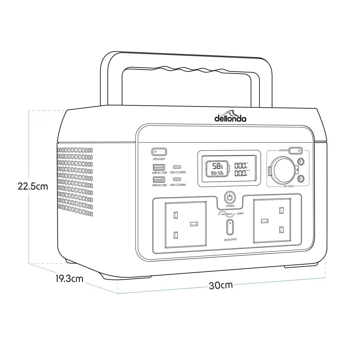 Dellonda Portable Power Station 600W  White Rose Tools