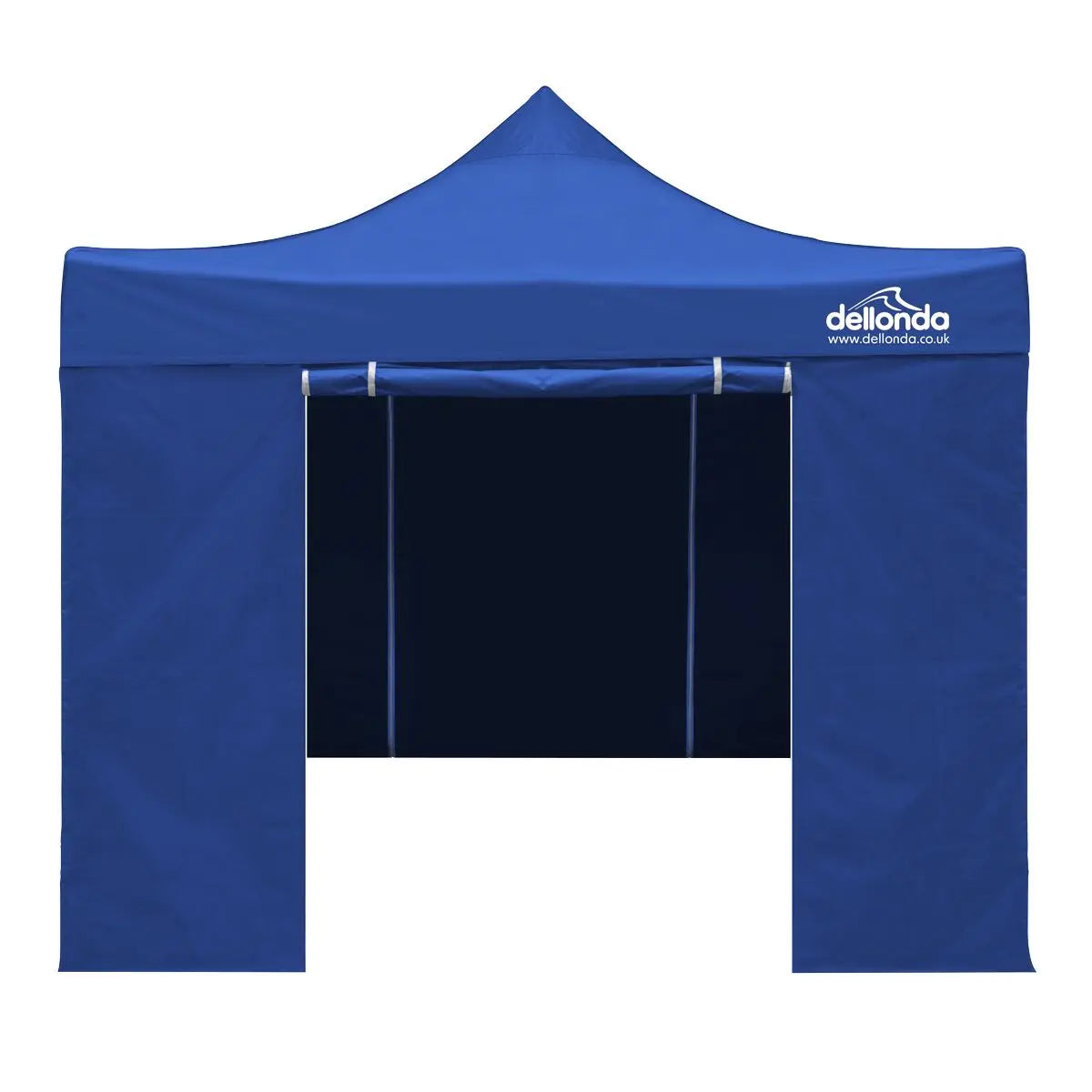 Dellonda Premium 2x2m Pop-Up Gazebo & Side Walls, PVC Coated, Water Resistant Fabric, Supplied with Carry Bag, Rope, Stakes & Weight Bags - Blue  White Rose Tools