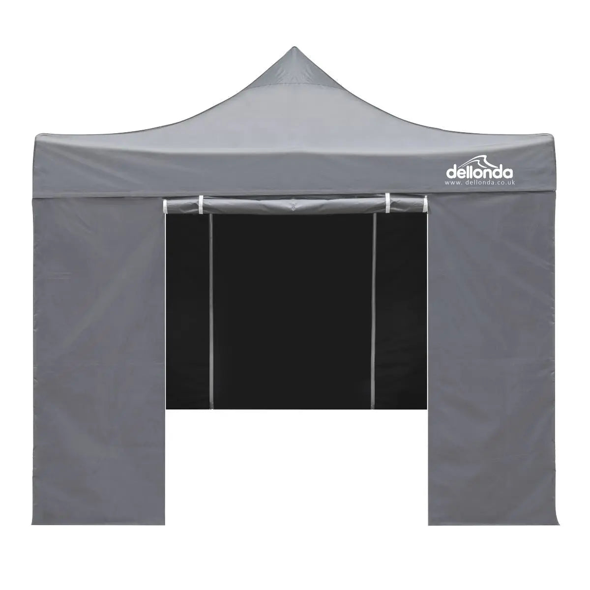 Dellonda Premium 2x2m Pop-Up Gazebo & Side Walls, PVC Coated, Water Resistant Fabric, Supplied with Carry Bag, Rope, Stakes & Weight Bags - Grey  White Rose Tools