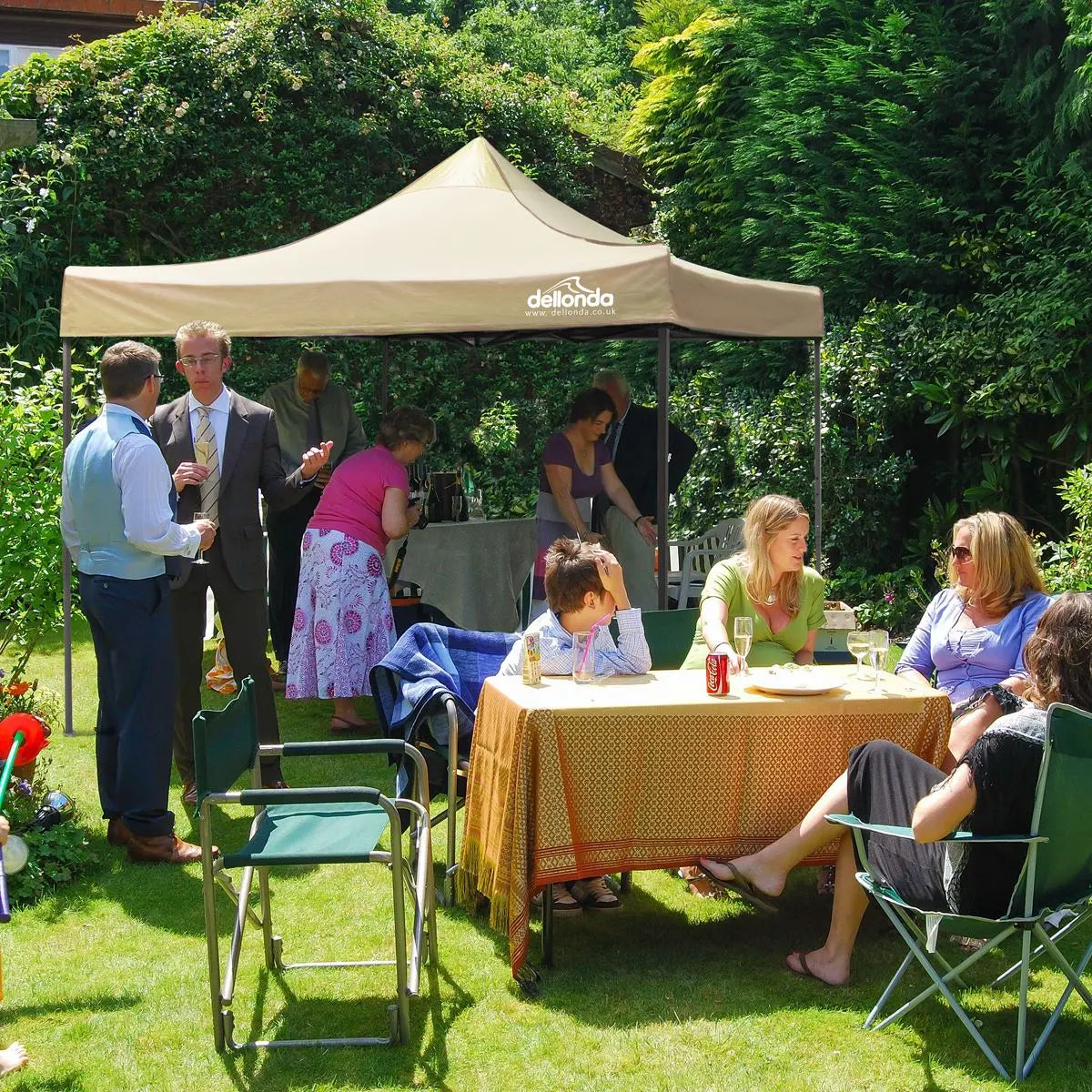 Dellonda Premium 3 x 3m Pop-Up Gazebo, PVC Coated, Water Resistant Fabric, Supplied with Carry Bag, Rope, Stakes & Weight Bags - Beige Canopy  White Rose Tools