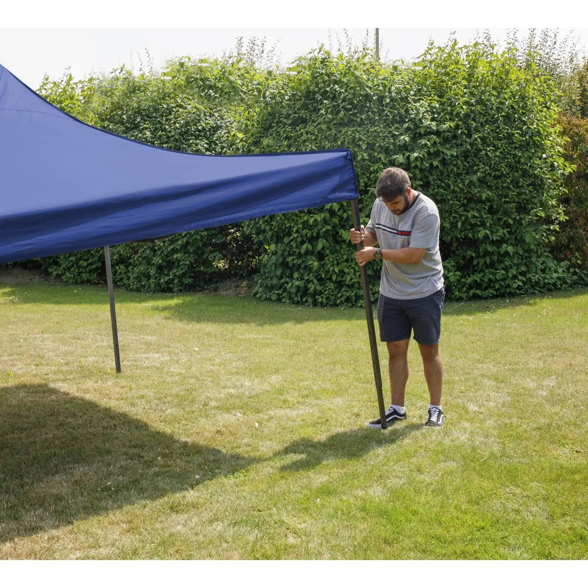 Dellonda Premium 3 x 3m Pop-Up Gazebo, PVC Coated, Water Resistant Fabric, Supplied with Carry Bag, Rope, Stakes & Weight Bags - Blue Canopy  White Rose Tools