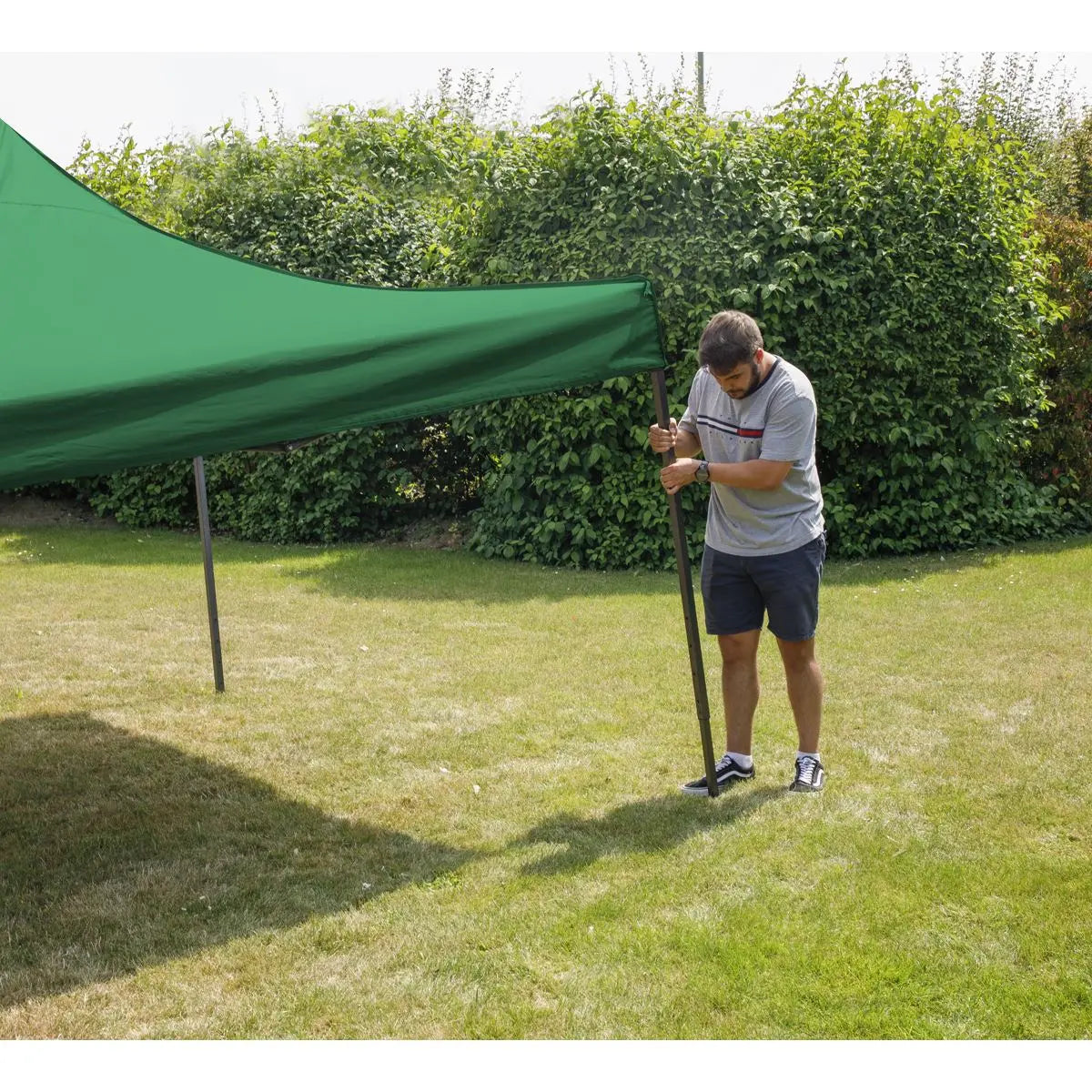 Dellonda Premium 3 x 3m Pop-Up Gazebo, PVC Coated, Water Resistant Fabric, Supplied with Carry Bag, Rope, Stakes & Weight Bags - Dark Green Canopy  White Rose Tools