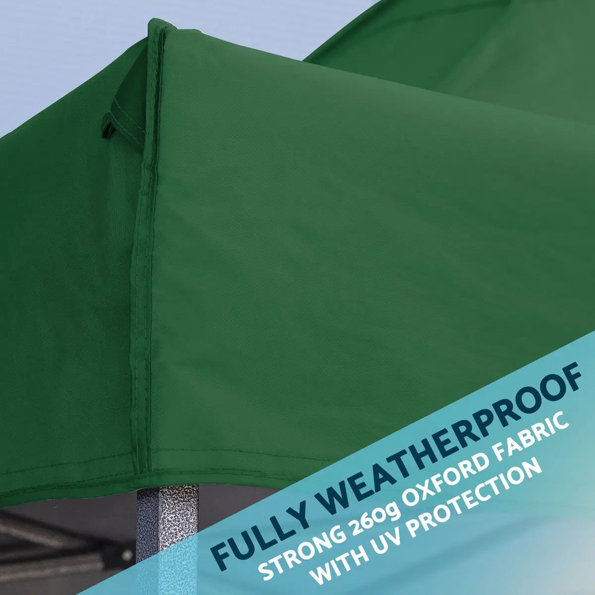 Dellonda Premium 3 x 3m Pop-Up Gazebo, PVC Coated, Water Resistant Fabric, Supplied with Carry Bag, Rope, Stakes & Weight Bags - Dark Green Canopy  White Rose Tools