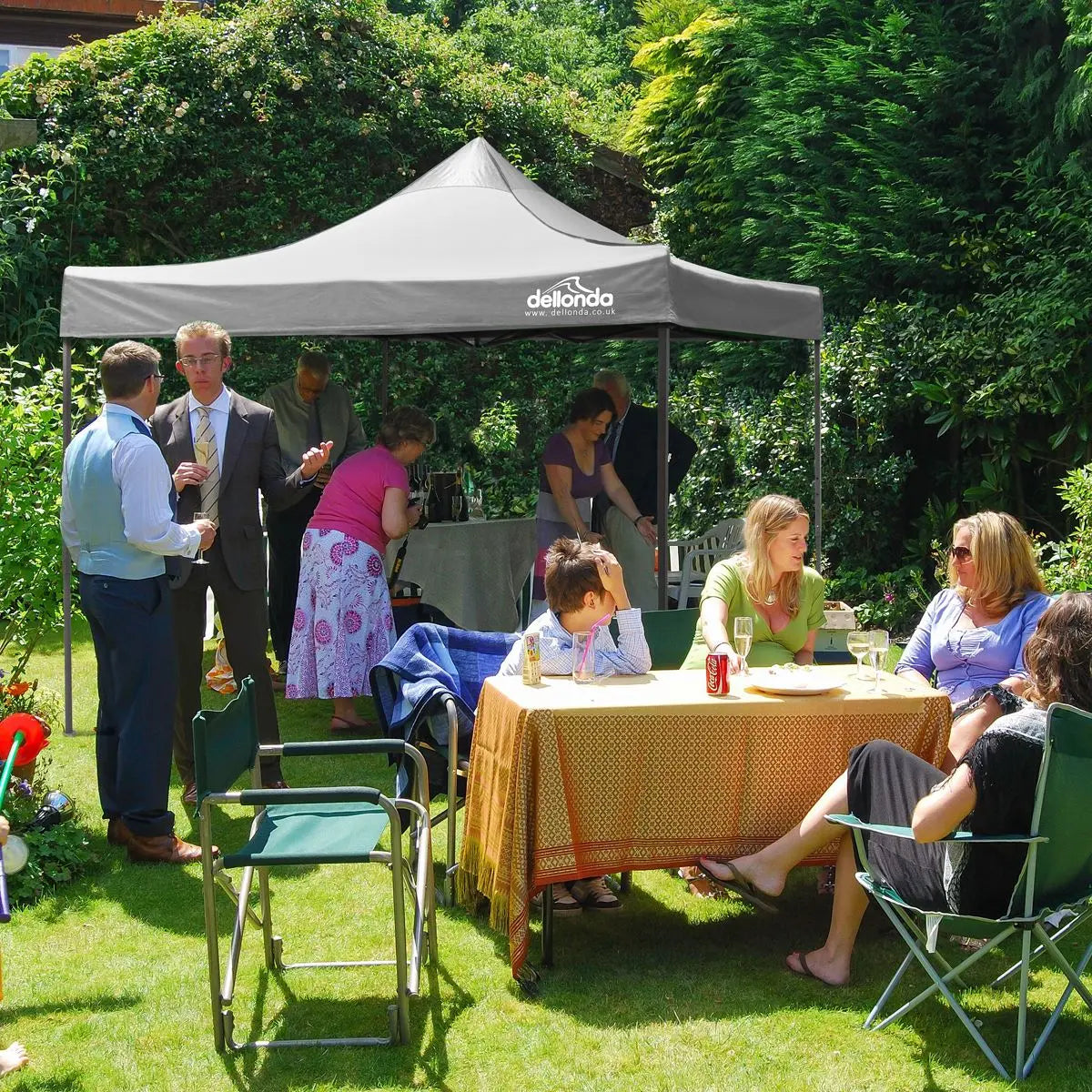 Dellonda Premium 3 x 3m Pop-Up Gazebo, PVC Coated, Water Resistant Fabric, Supplied with Carry Bag, Rope, Stakes & Weight Bags - Grey Canopy  White Rose Tools