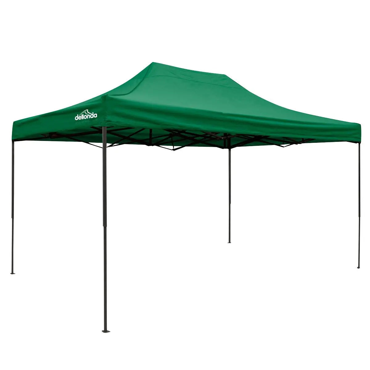 Dellonda Premium 3 x 4.5m Pop-Up Gazebo, Heavy Duty, PVC Coated, Water Resistant Fabric, Supplied with Carry Bag, Rope, Stakes & Weight Bags - Dark Green Canopy  White Rose Tools
