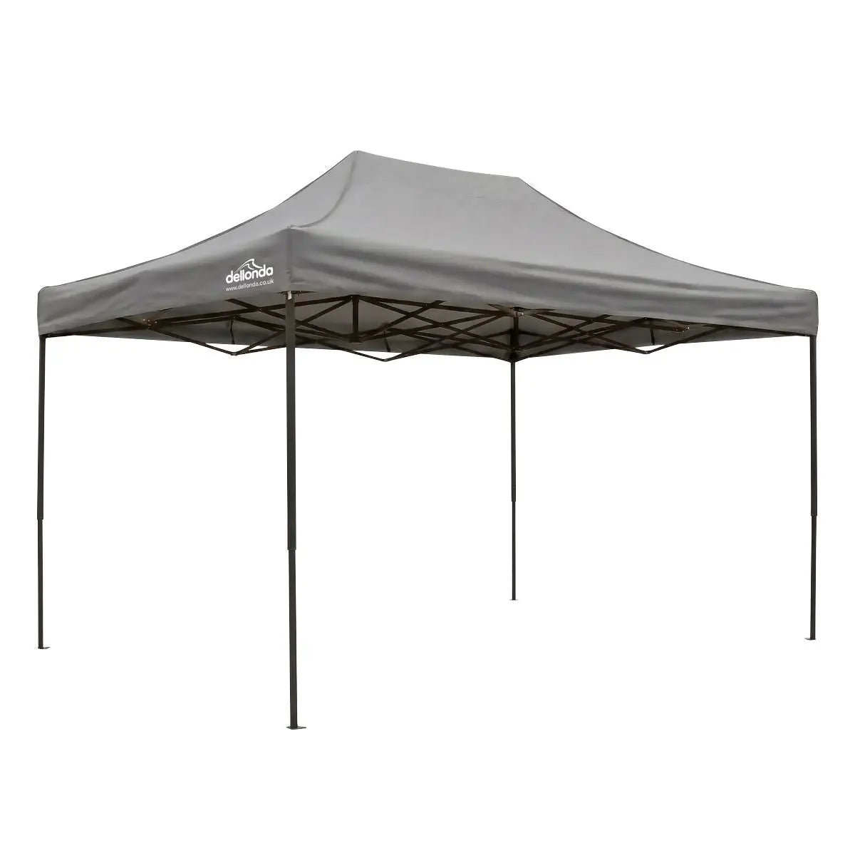 Dellonda Premium 3 x 4.5m Pop-Up Gazebo, Heavy Duty, PVC Coated, Water-Resistant Fabric, Supplied with Carry Bag, Rope, Stakes & Weight Bags - Grey Canopy  White Rose Tools