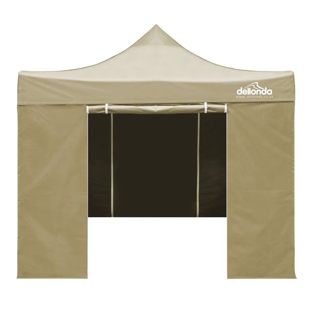 Dellonda Premium 3x3m Pop-Up Gazebo & Side Walls, PVC Coated, Water Resistant Fabric with Carry Bag, Rope, Stakes & Weight Bags - Beige  White Rose Tools