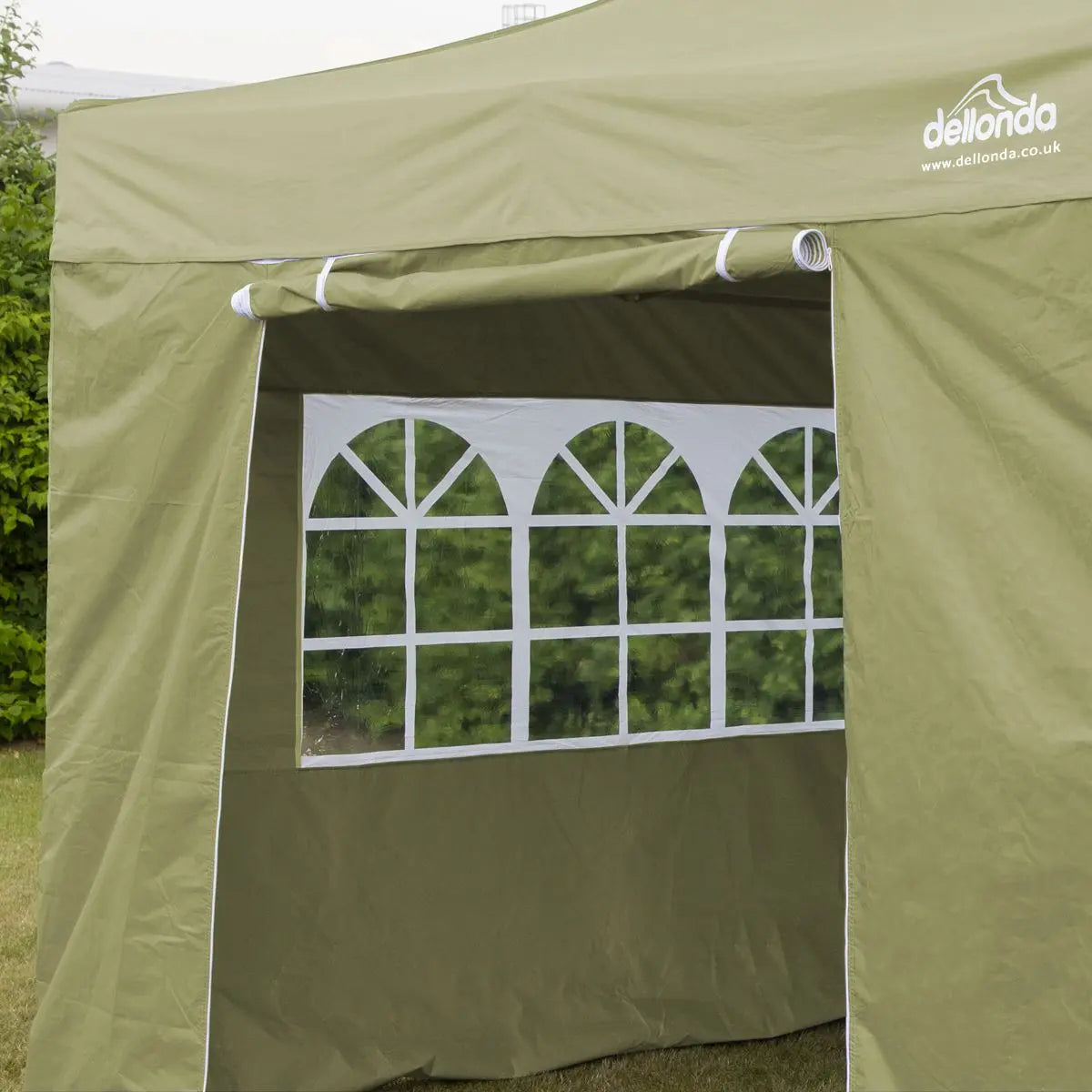 Dellonda Premium 3x3m Pop-Up Gazebo & Side Walls, PVC Coated, Water Resistant Fabric with Carry Bag, Rope, Stakes & Weight Bags - Beige  White Rose Tools