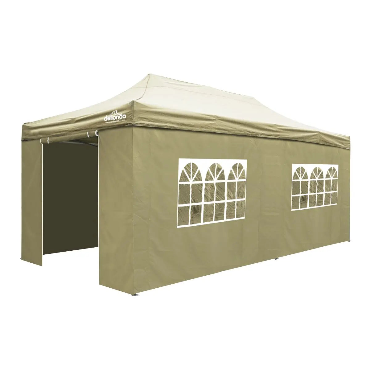 Dellonda Premium 3x6m Pop-Up Gazebo & Side Walls, PVC Coated, Water Resistant Fabric with Carry Bag, Rope, Stakes & Weight Bags - Beige  White Rose Tools