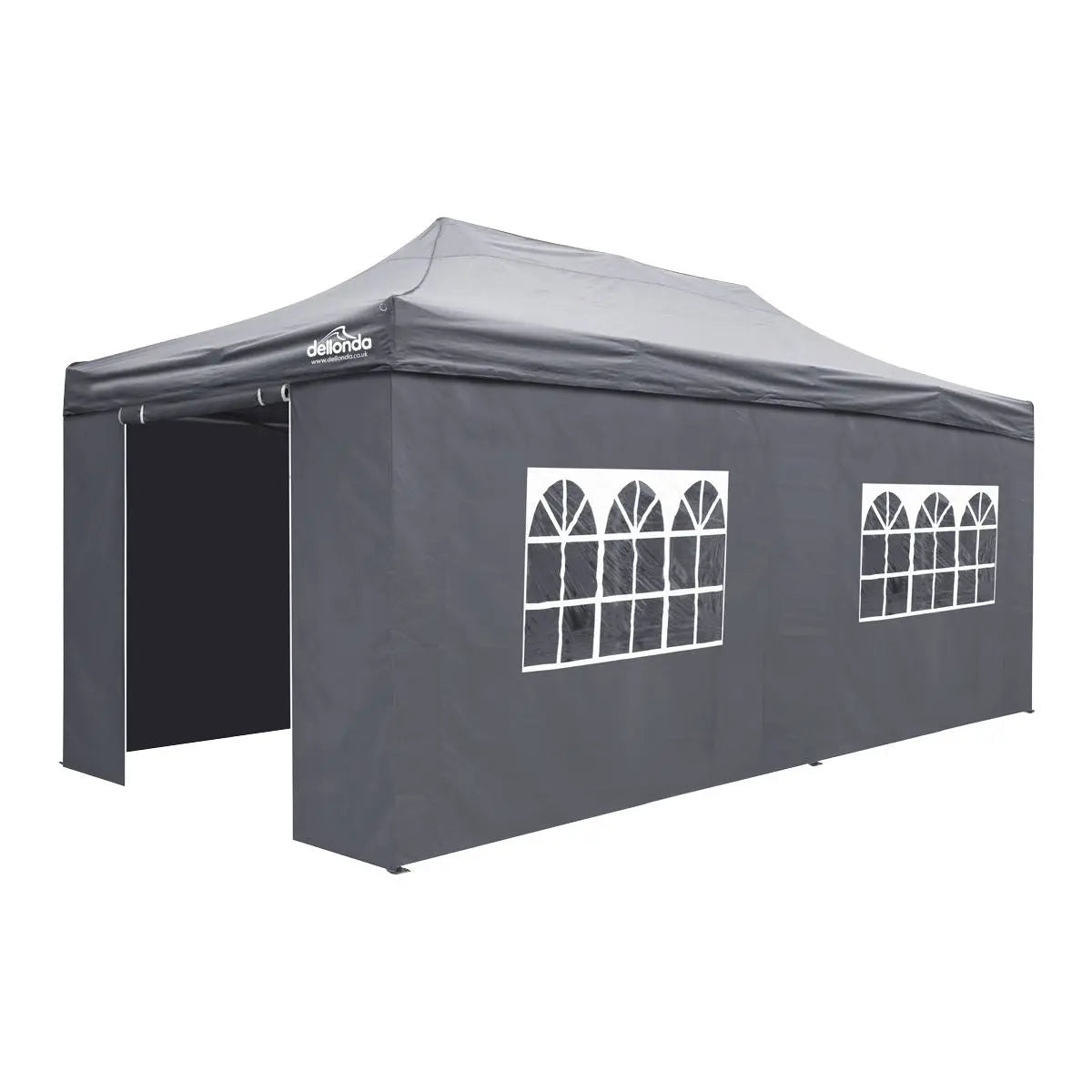 Dellonda Premium 3x6m Pop-Up Gazebo & Side Walls, PVC Coated, Water Resistant Fabric with Carry Bag, Rope, Stakes & Weight Bags - Grey  White Rose Tools