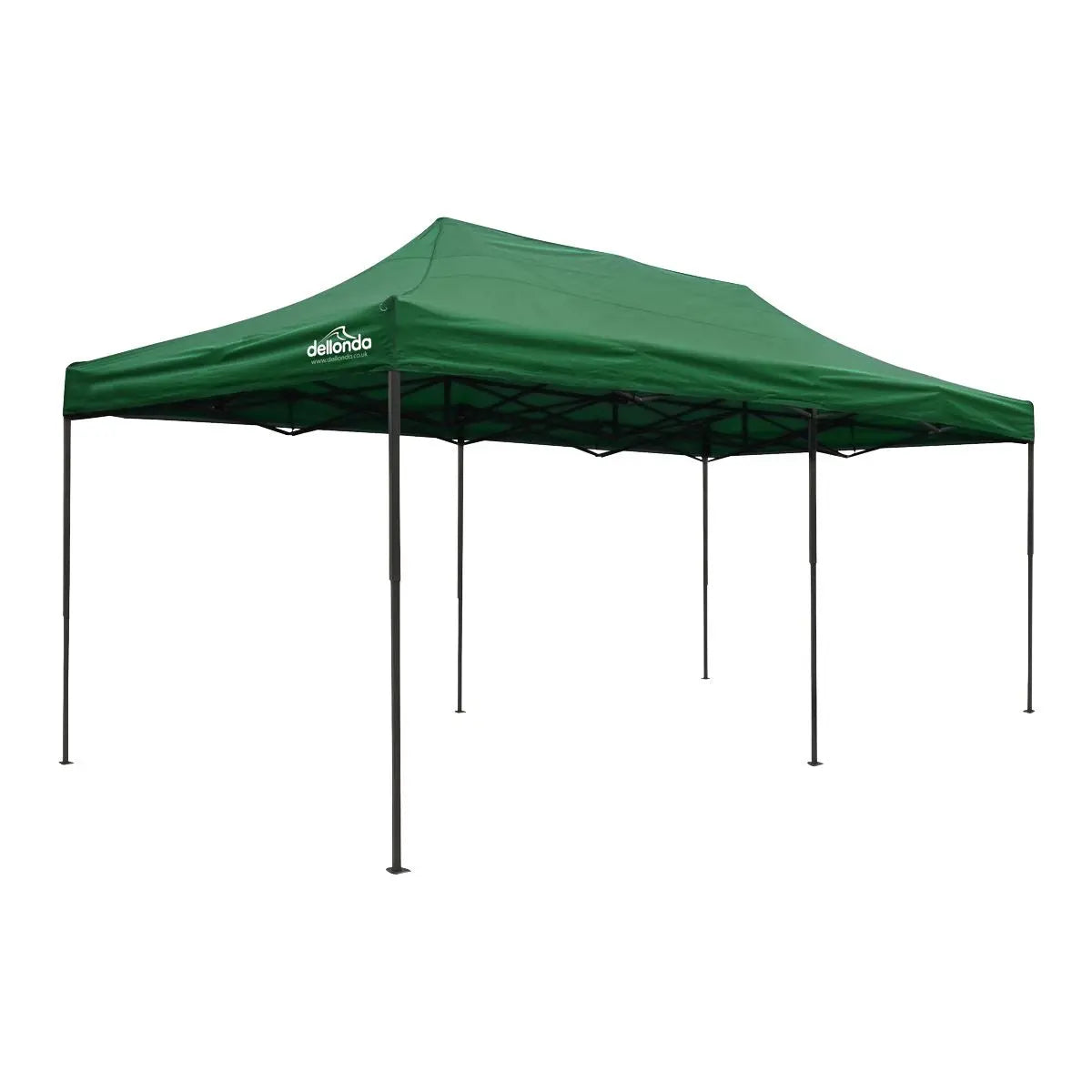 Dellonda Premium 3x6m Pop-Up Gazebo, Heavy Duty, PVC Coated, Water-Resistant Fabric, Supplied with Carry Bag, Rope, Stakes & Weight Bags - Dark Green Canopy  White Rose Tools