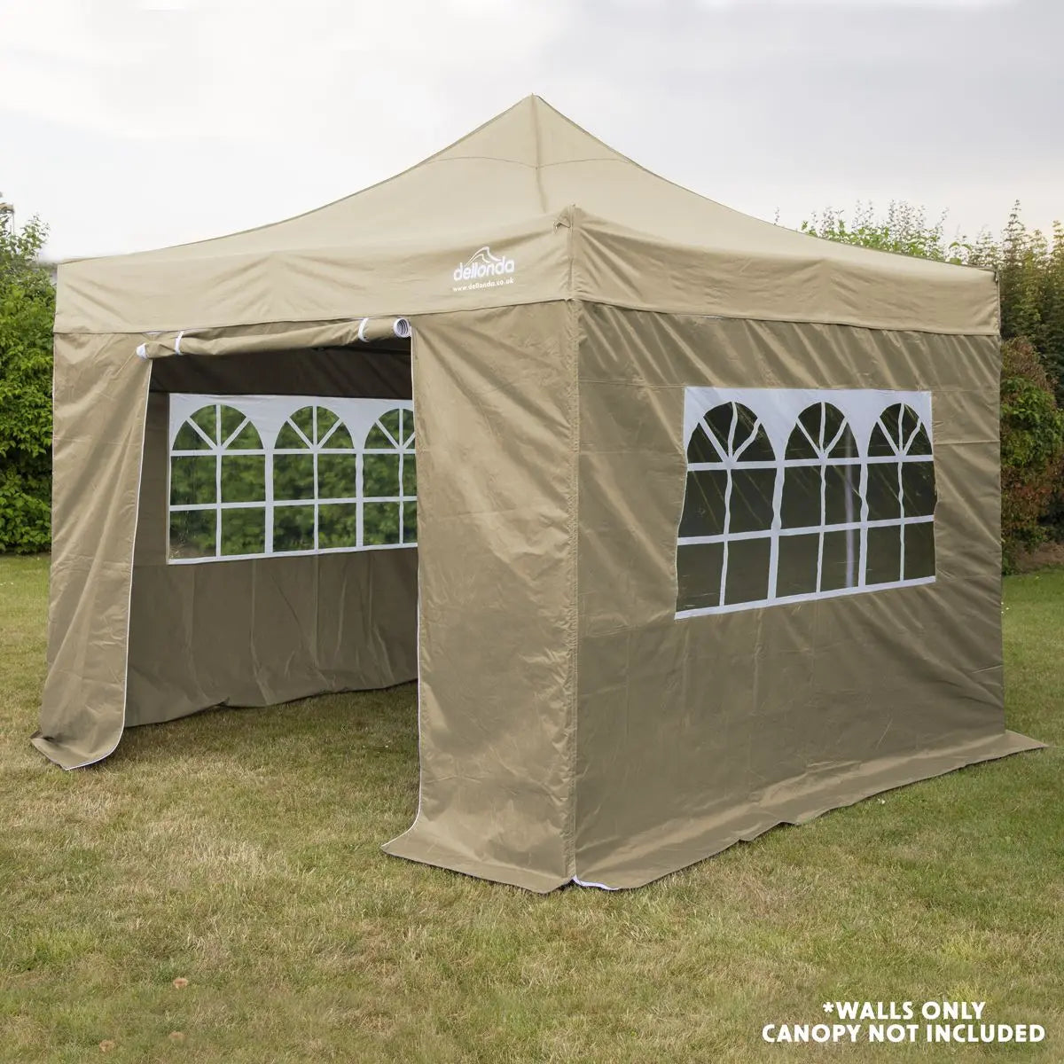 Dellonda Premium Gazebo/Marquee Side Walls/Doors/Windows, Fits 3 x 3m Models - Beige  White Rose Tools