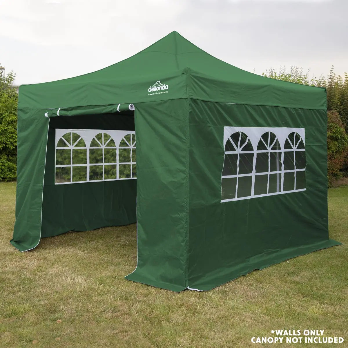 Dellonda Premium Gazebo/Marquee Side Walls/Doors/Windows, Fits 3 x 3m Models - Dark Green  White Rose Tools