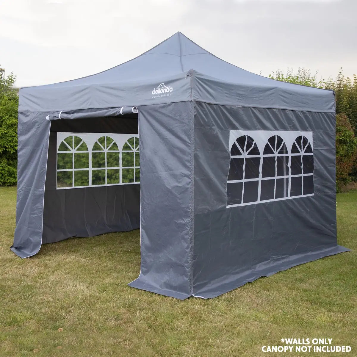Dellonda Premium Gazebo/Marquee Side Walls/Doors/Windows, Fits 3 x 3m Models - Grey  White Rose Tools