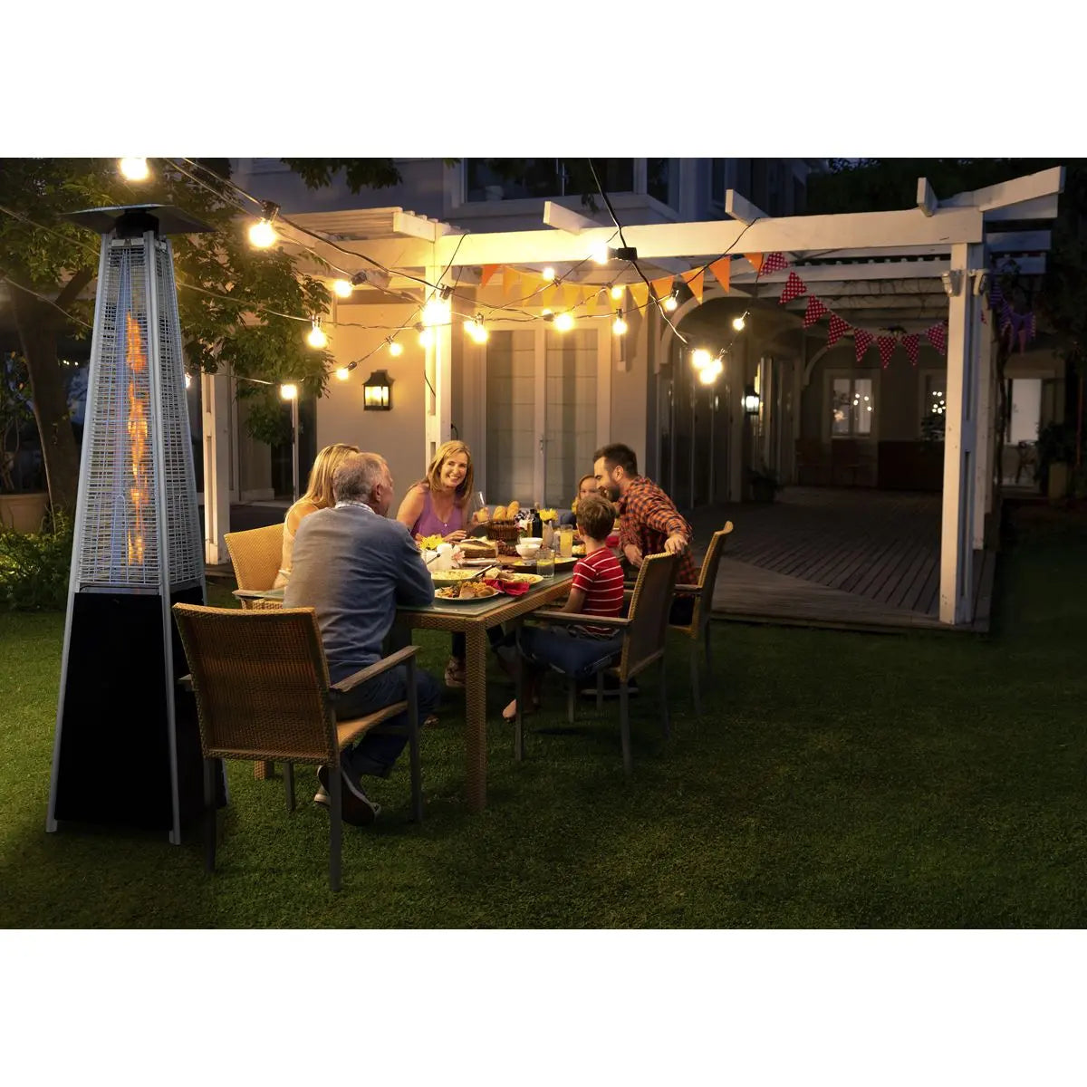 Dellonda Pyramid Gas Outdoor Garden Patio Heater 13kW Commercial & Home Use  White Rose Tools