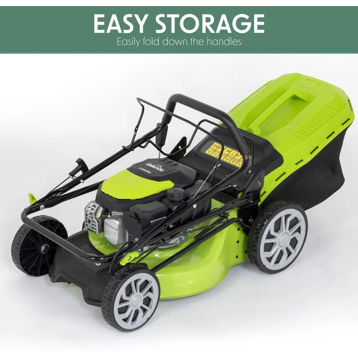 Dellonda Self-Propelled Petrol Lawnmower Grass Cutter with Height Adjustment & Grass Bag 144cc 18"/46cm 4-Stroke Engine  White Rose Tools