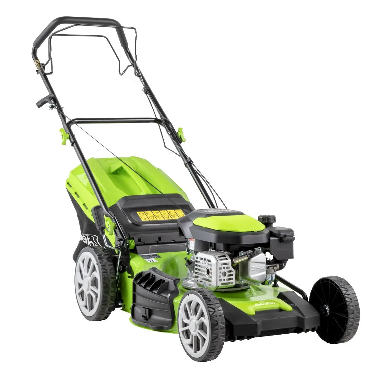 Dellonda Self-Propelled Petrol Lawnmower Grass Cutter with Height Adjustment & Grass Bag 170cc 20"/51cm 4-Stroke Engine  White Rose Tools