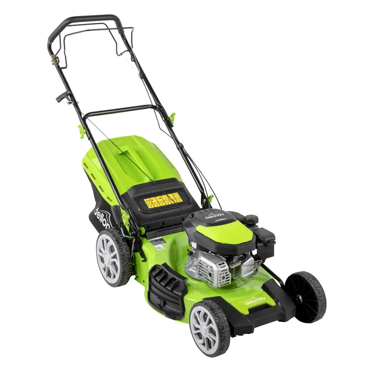 Dellonda Self-Propelled Petrol Lawnmower Grass Cutter with Height Adjustment & Grass Bag 170cc 20"/51cm 4-Stroke Engine  White Rose Tools