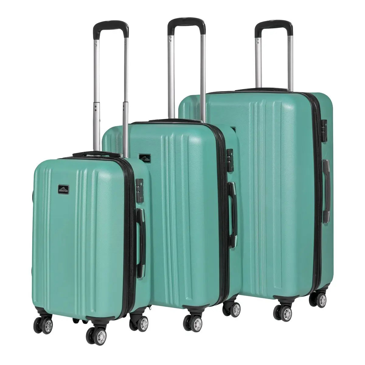 Dellonda Set 3-Piece Lightweight ABS Luggage Set with Integrated TSA Approved Combination Lock - Teal - DL126  White Rose Tools