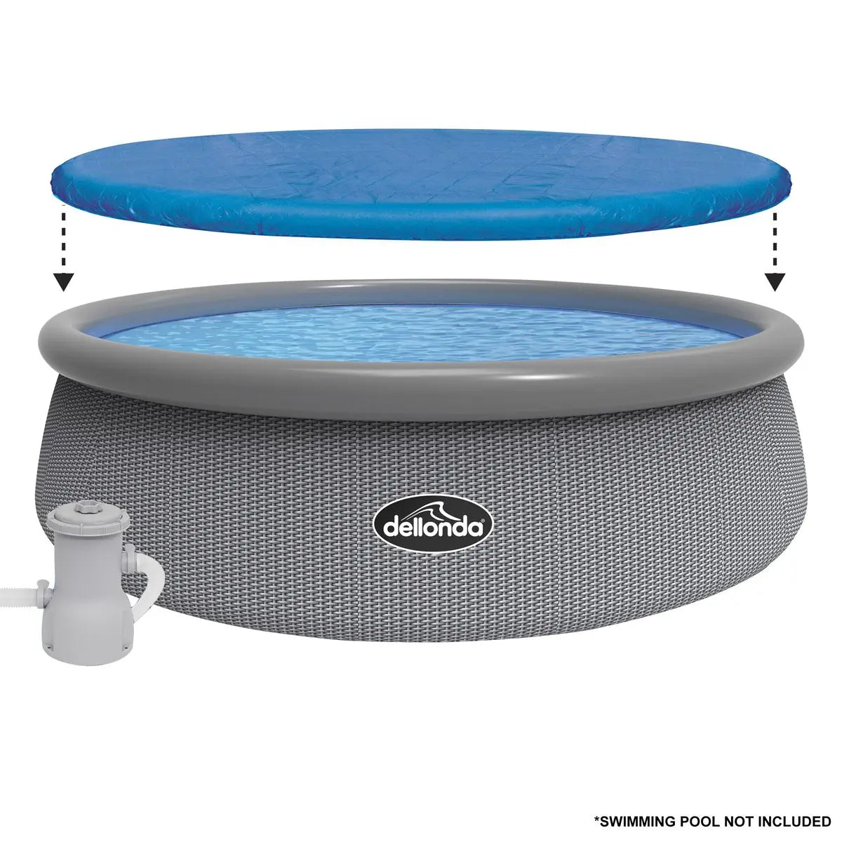 Dellonda Swimming Pool Top Cover with Rope Ties for DL18  White Rose Tools