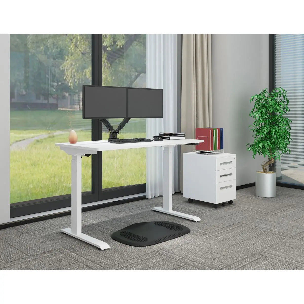 Dellonda White Electric Adjustable Office Standing Desk, Quiet & Fast 1200x600mm  White Rose Tools