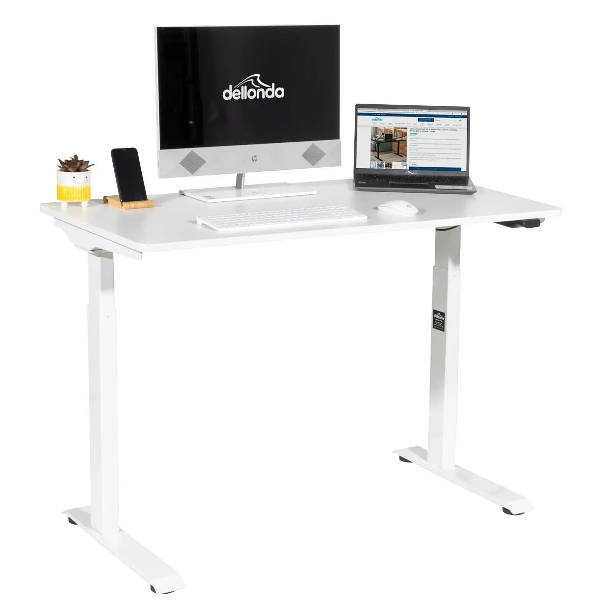 Dellonda White Electric Adjustable Office Standing Desk, Quiet & Fast 1200x600mm  White Rose Tools