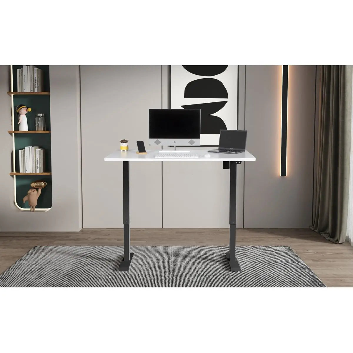 Dellonda White Electric Height Adjustable Standing Desk, Quiet, Home Office, 1400x700mm  White Rose Tools