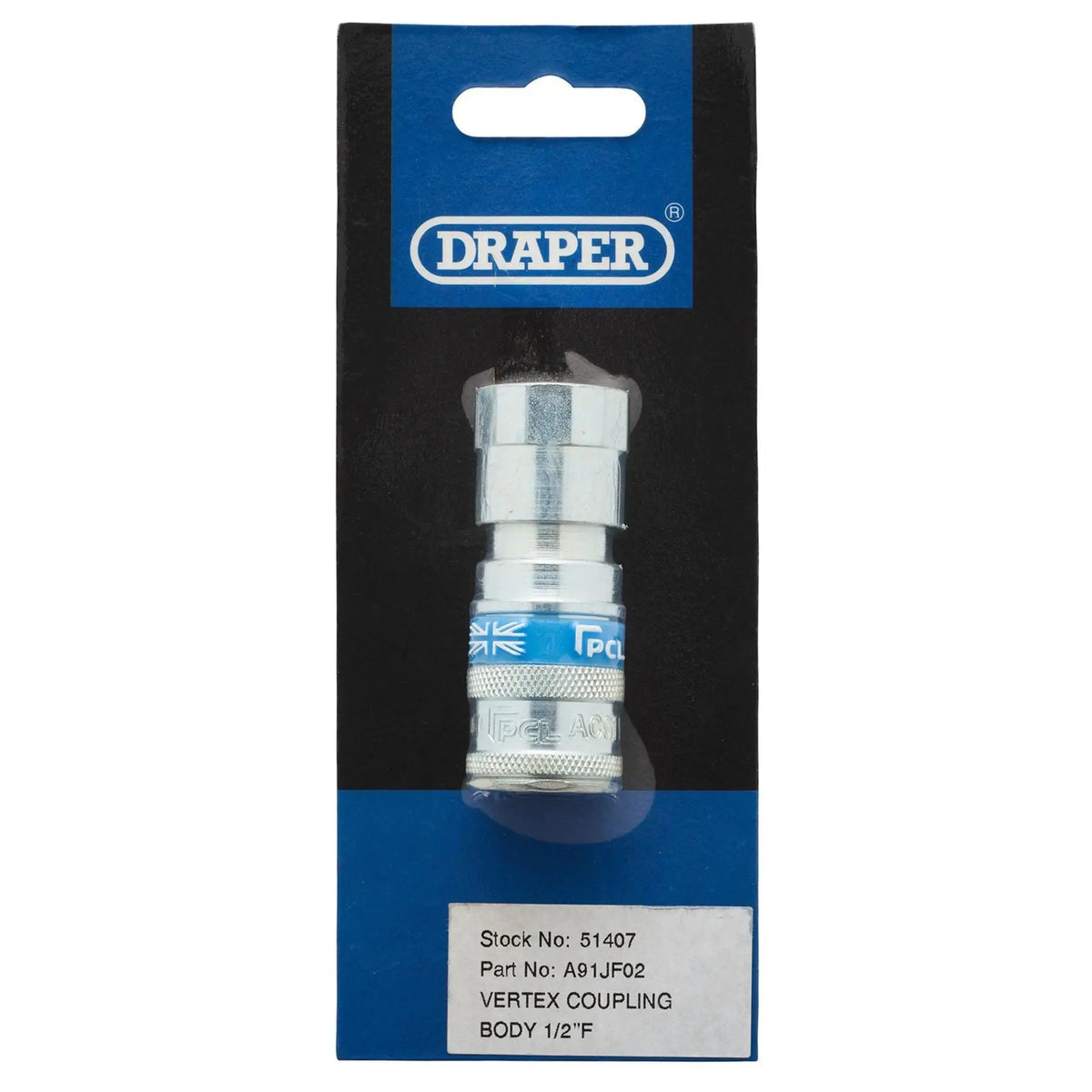 Draper 1/2" BSP Taper Female Thread Vertex Air Coupling 51407  White Rose Tools