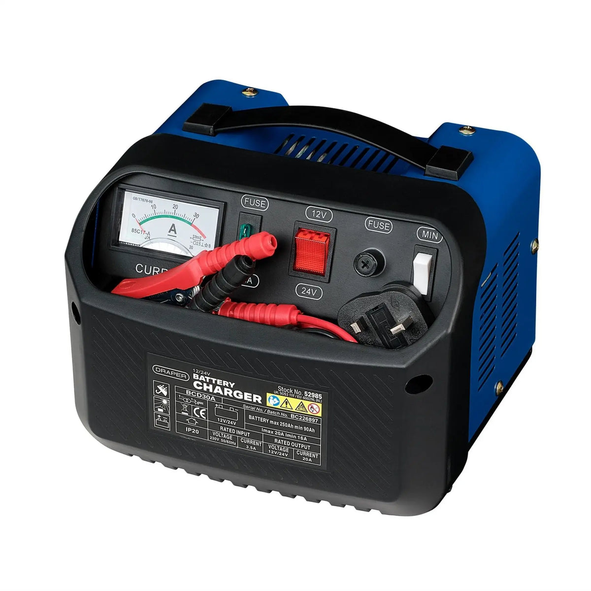 Draper 12/24V Battery Charger 16 - 20A 52985  White Rose Tools