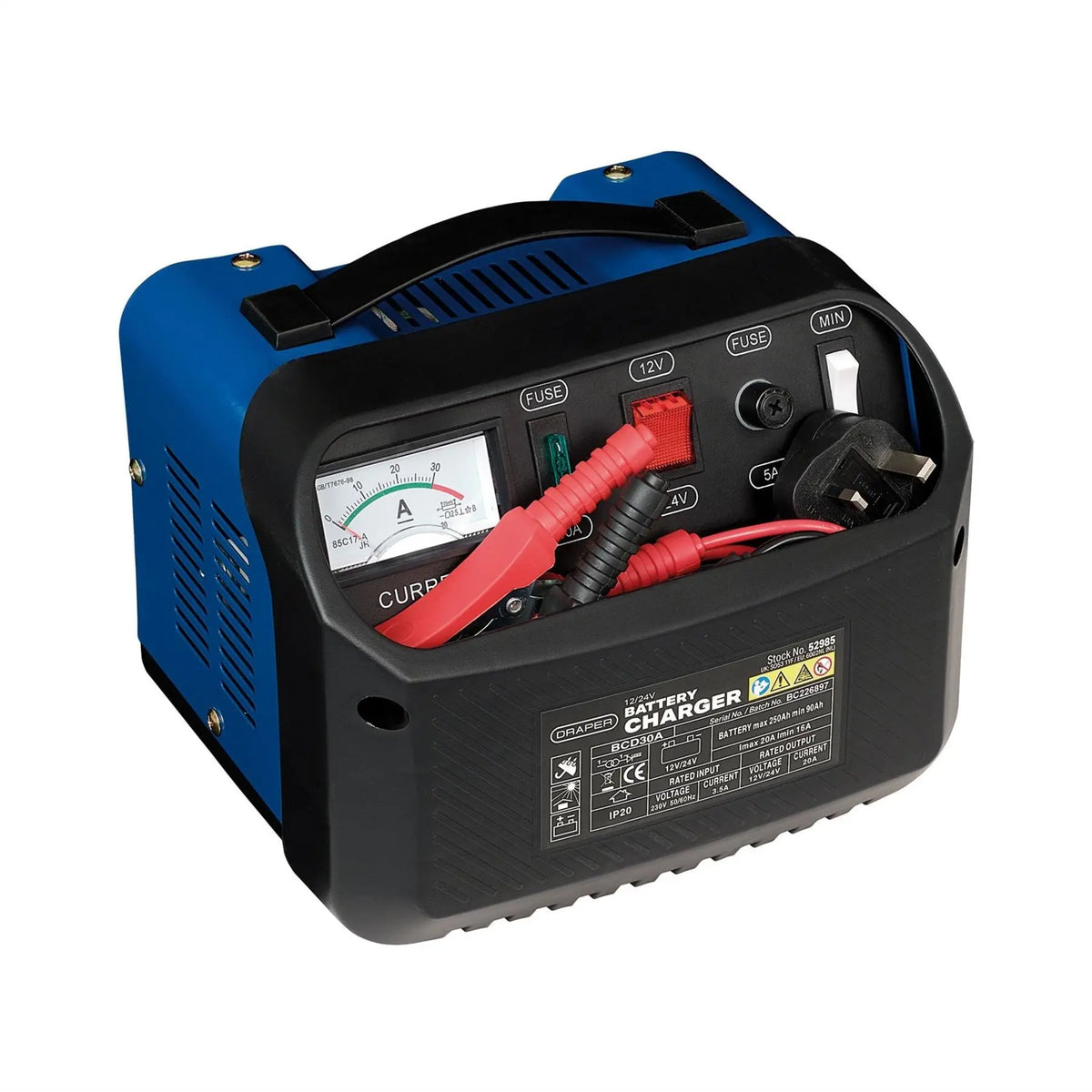 Draper 12/24V Battery Charger 16 - 20A 52985  White Rose Tools