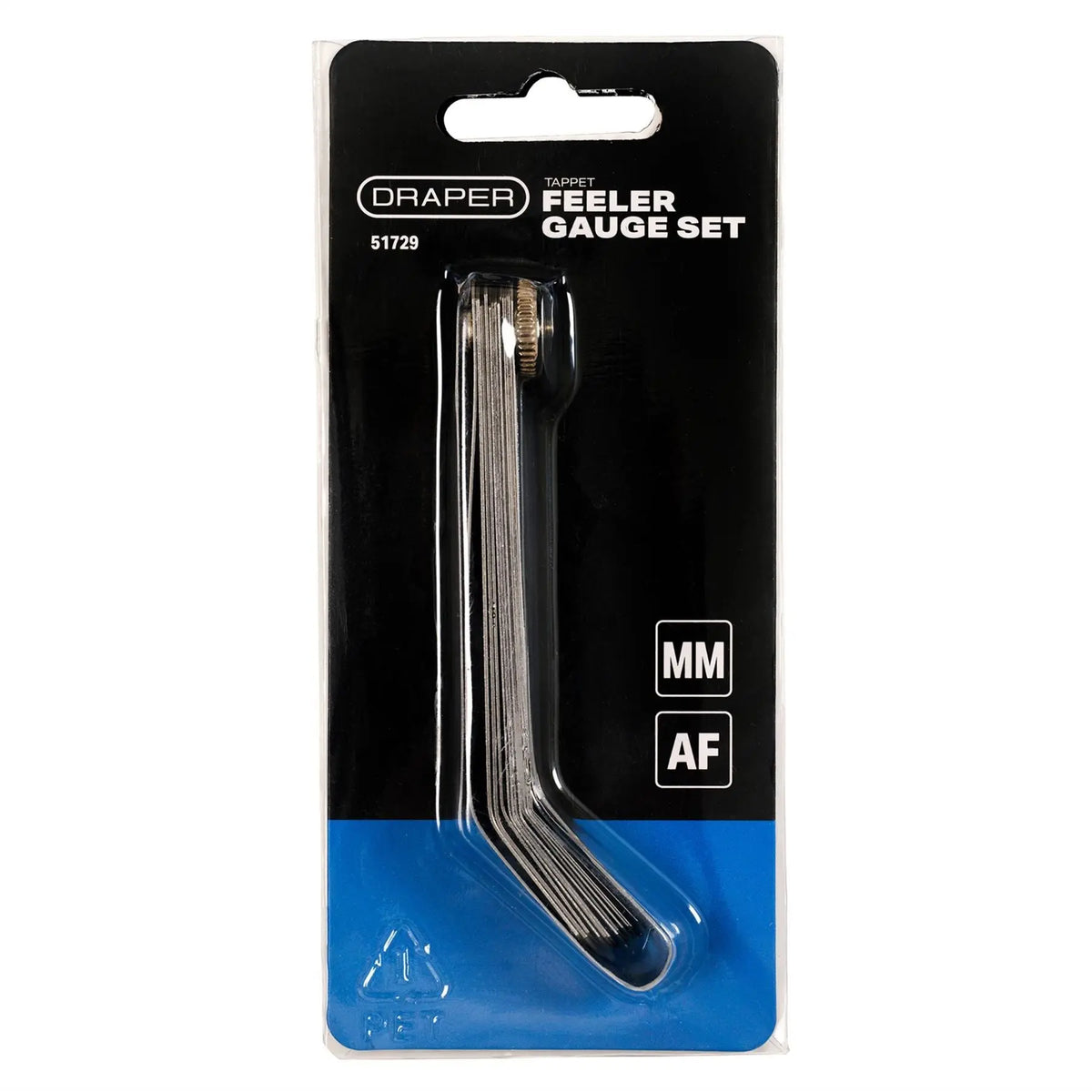 Draper 12 Blade Metric and Imperial Angled Tappet Gauge 51729  White Rose Tools