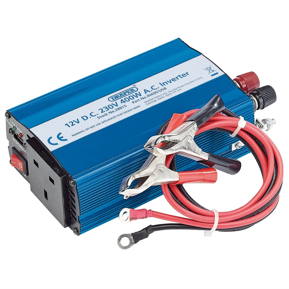 Draper 12V DC-AC Inverter 400W 28815  White Rose Tools