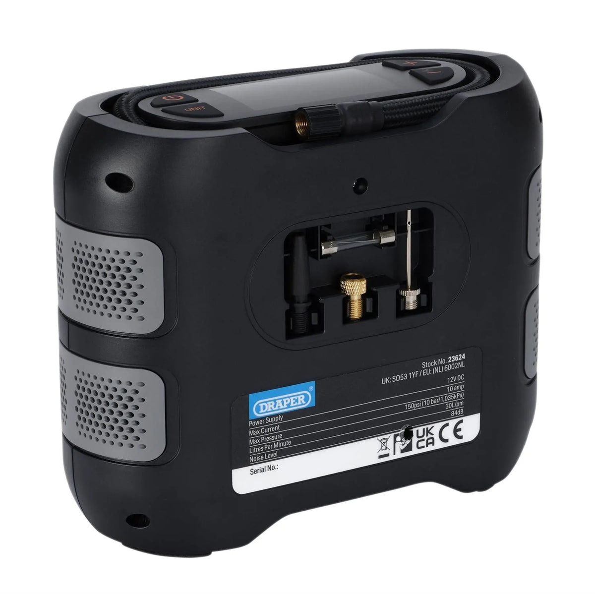 Draper 12V Digital Air Compressor 23624  White Rose Tools