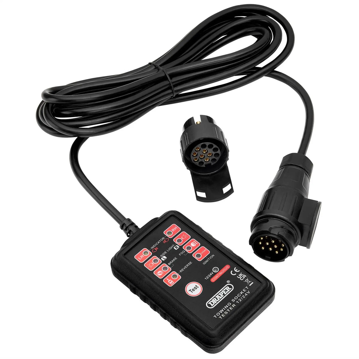 Draper 13 and 7-Pin Towbar Socket Tester 27197  White Rose Tools