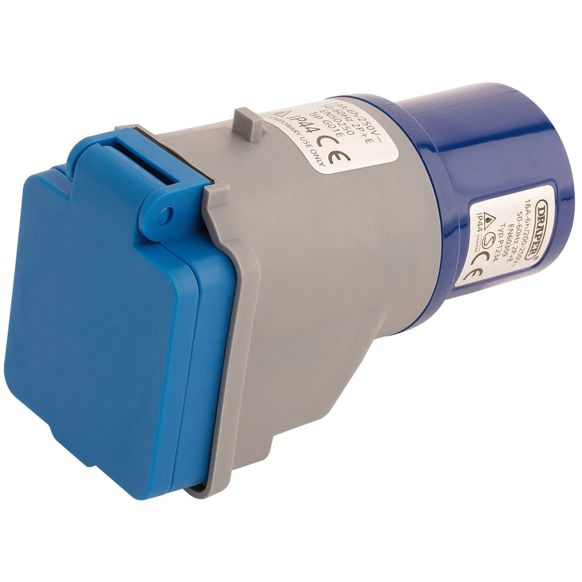 Draper 230V Adaptor with 16A Plug to 13A Socket 17574  White Rose Tools