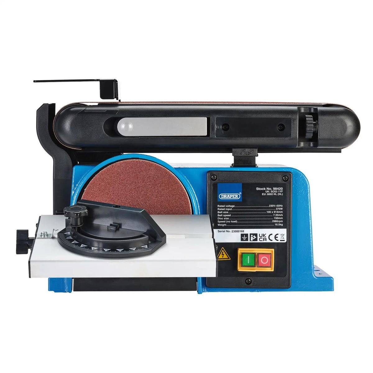 Draper 230V Belt and Disc Sander 370W 98420  White Rose Tools