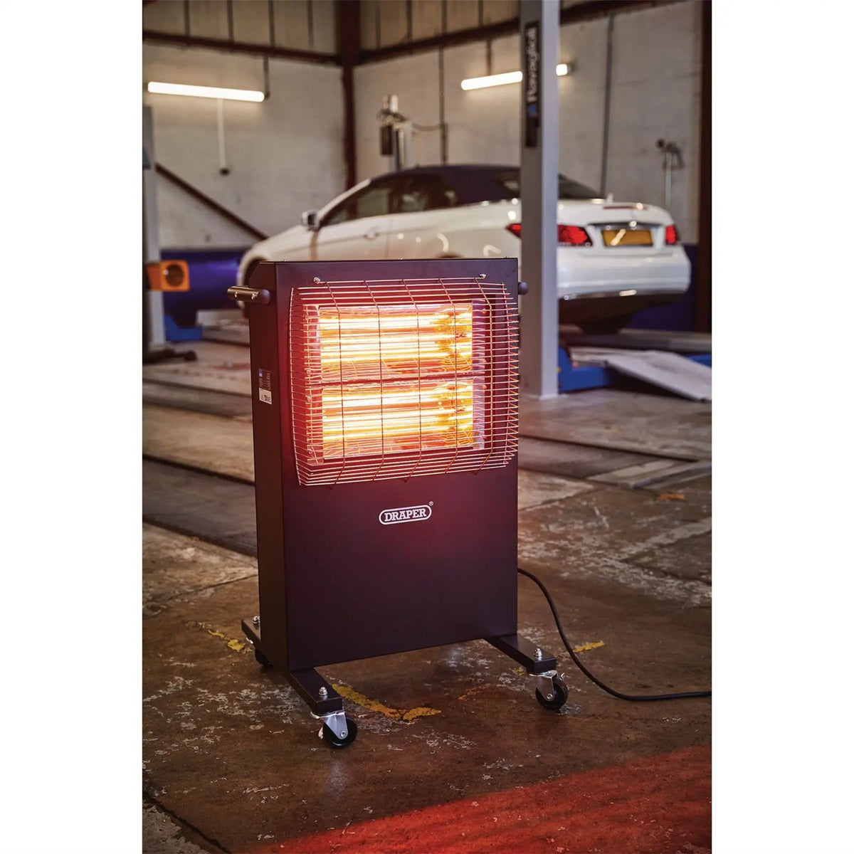 Draper 230V Infrared Cabinet Heater 2.8kW 9553 BTU 04745  White Rose Tools